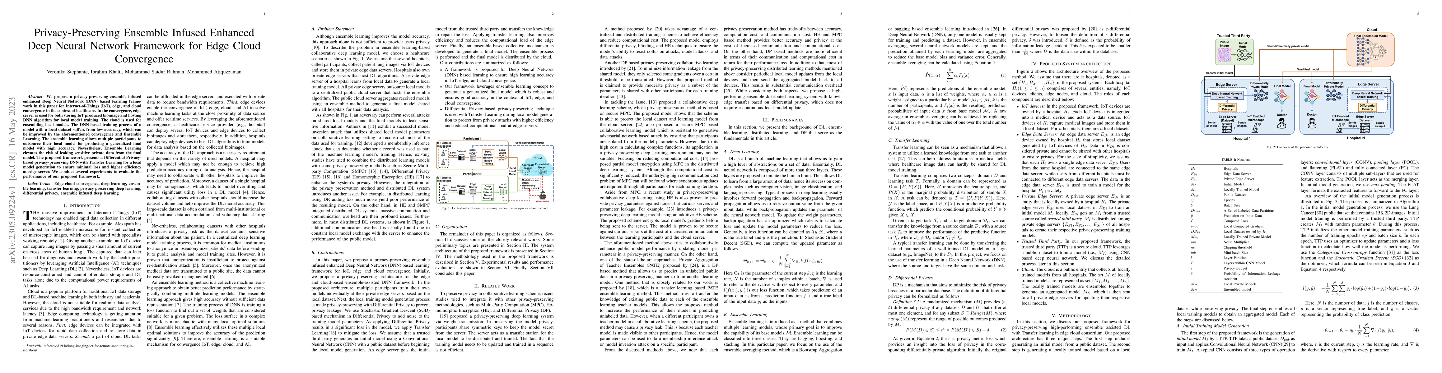 Thumbnail for Privacy-Preserving Ensemble Infused Enhanced Deep Neural Network
  Framework for Edge Cloud Convergence