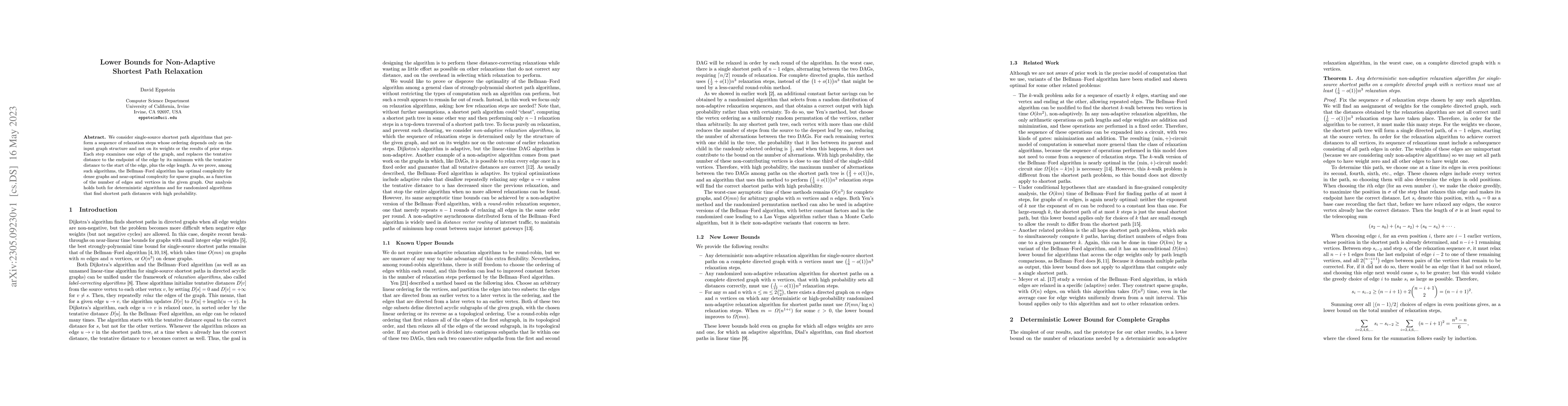 Thumbnail for Lower Bounds for Non-Adaptive Shortest Path Relaxation