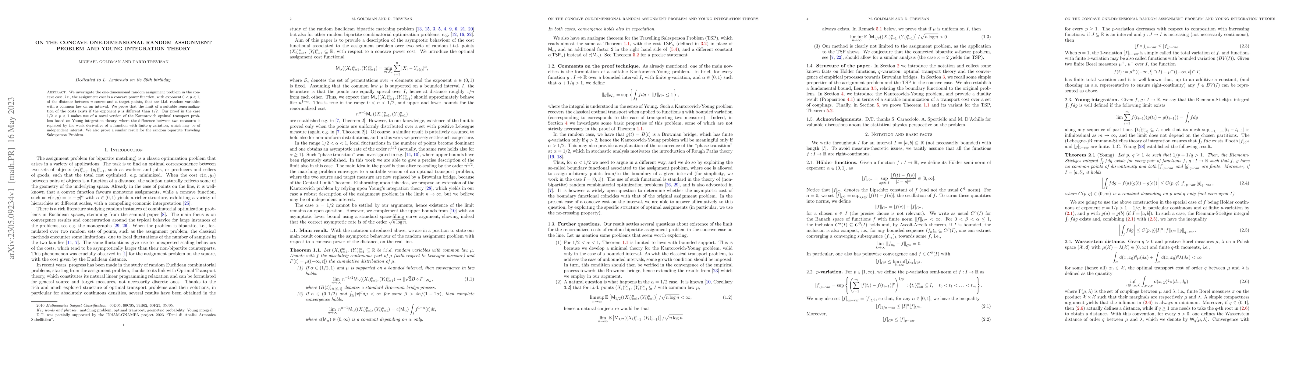 Thumbnail for On the concave one-dimensional random assignment problem and Young
  integration theory