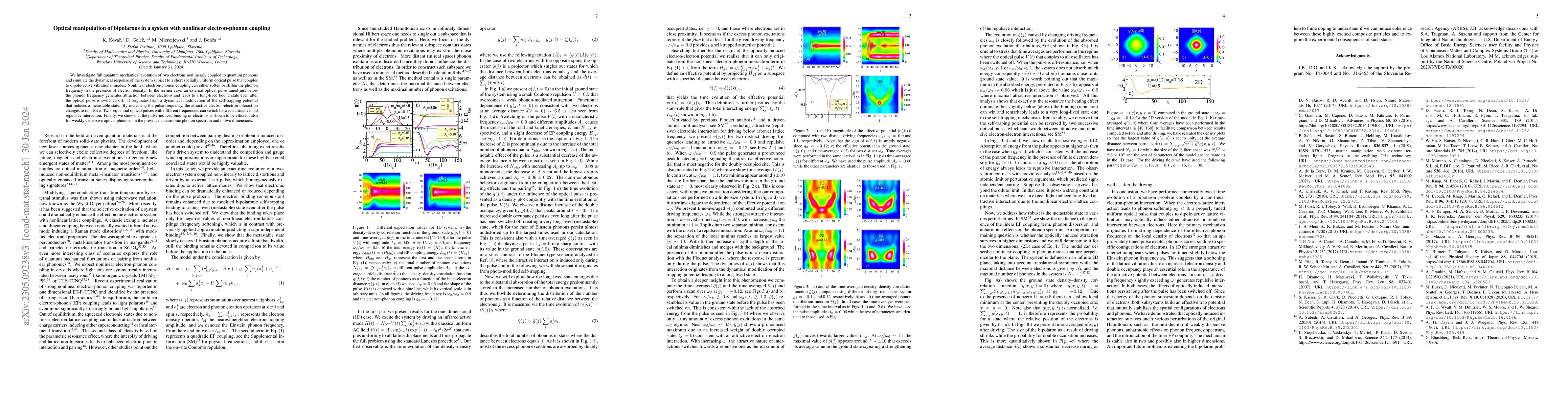 Thumbnail for Optical manipulation of bipolarons in a system with nonlinear
  electron-phonon coupling