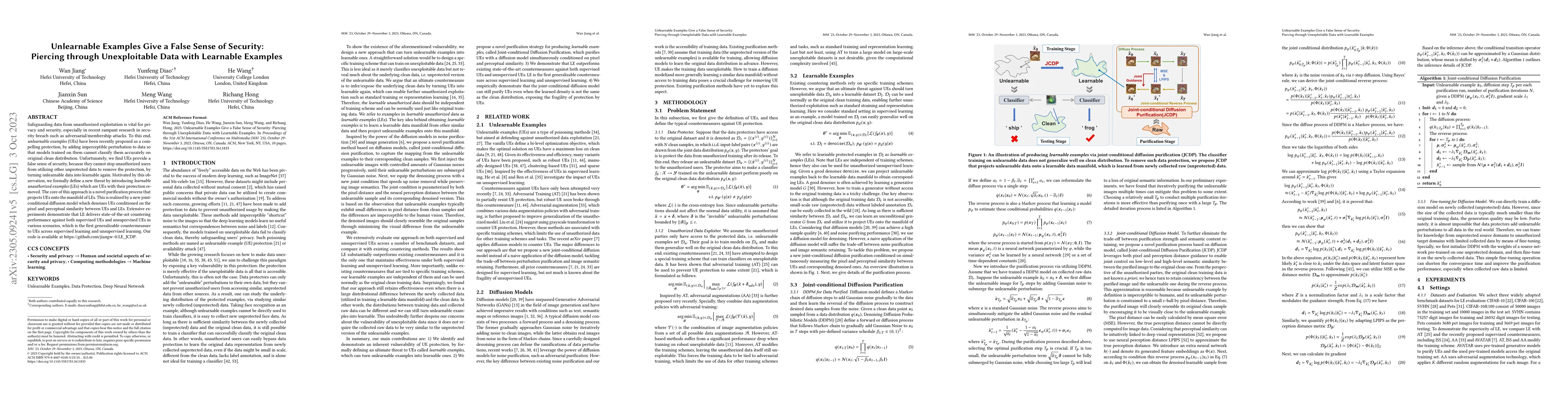 Thumbnail for Unlearnable Examples Give a False Sense of Security: Piercing through
  Unexploitable Data with Learnable Examples