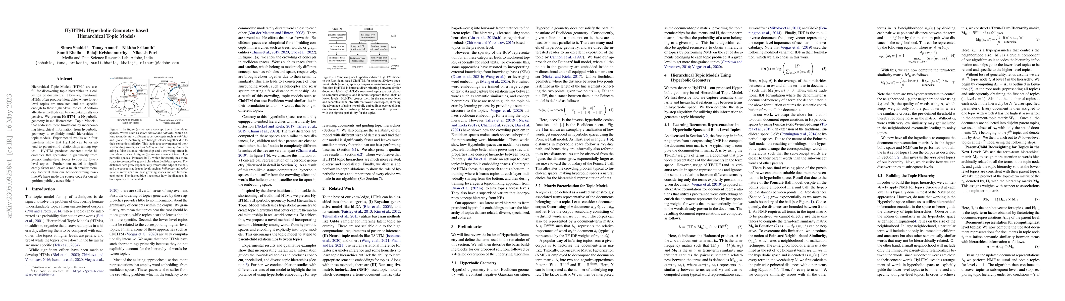 Thumbnail for HyHTM: Hyperbolic Geometry based Hierarchical Topic Models