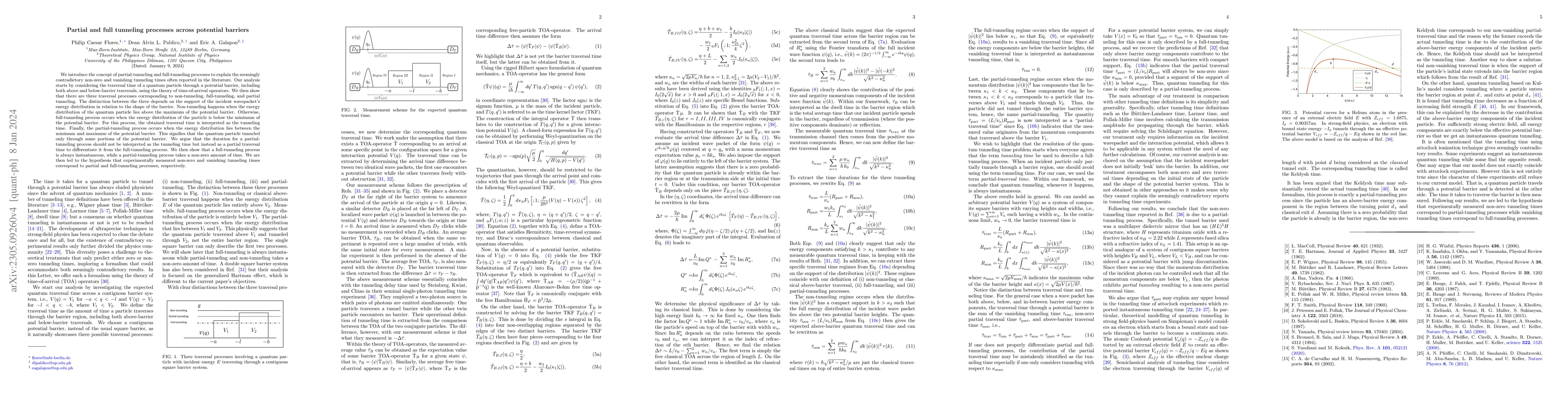 Thumbnail for Partial and full tunneling processes across potential barriers