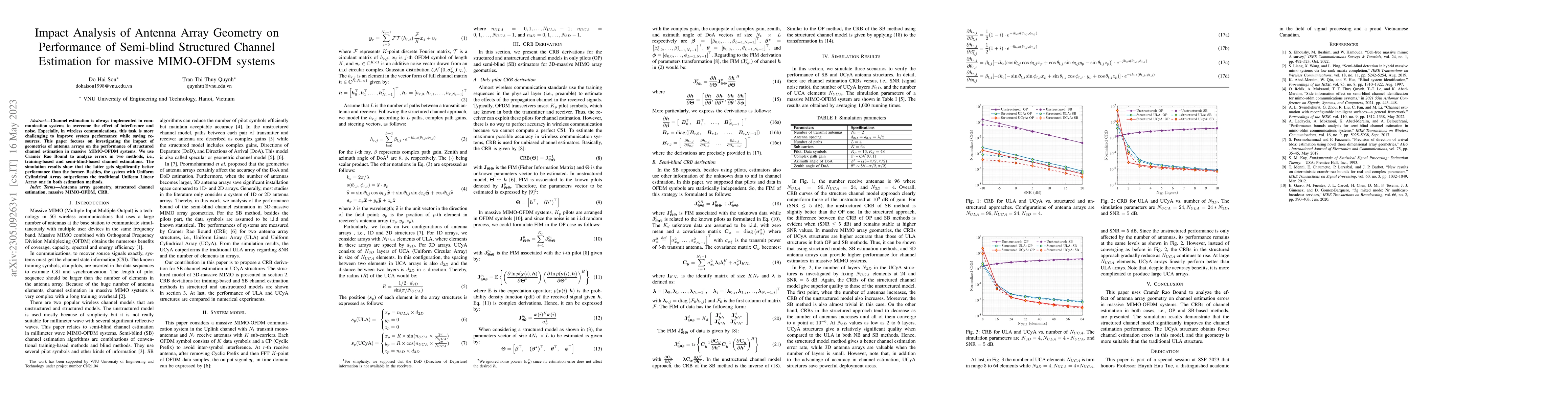 Thumbnail for Impact Analysis of Antenna Array Geometry on Performance of Semi-blind
  Structured Channel Estimation for massive MIMO-OFDM systems