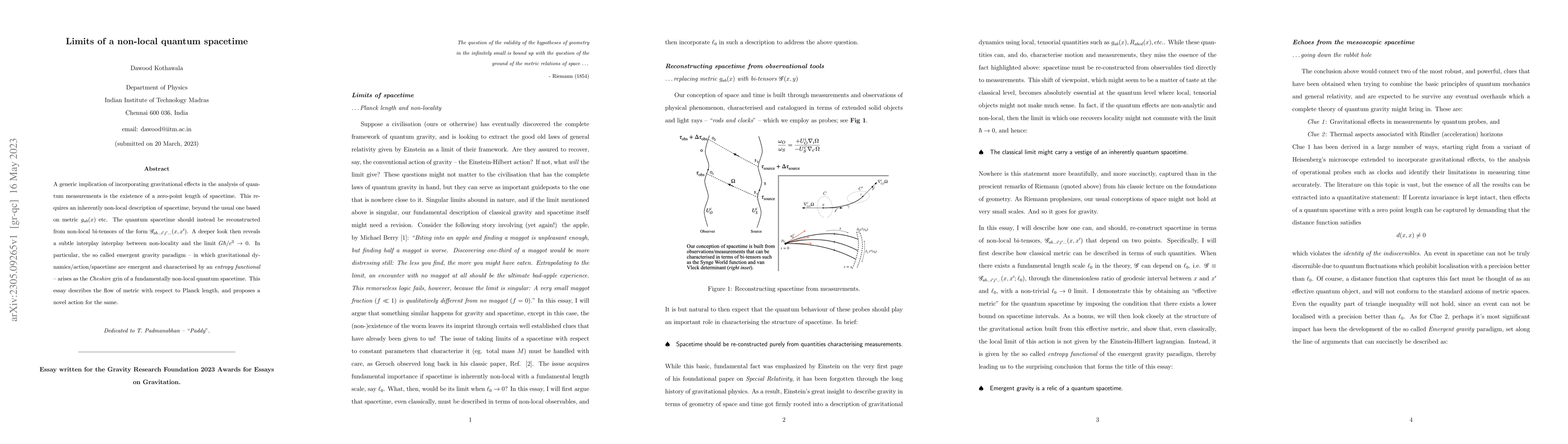 Thumbnail for Limits of a non-local quantum spacetime