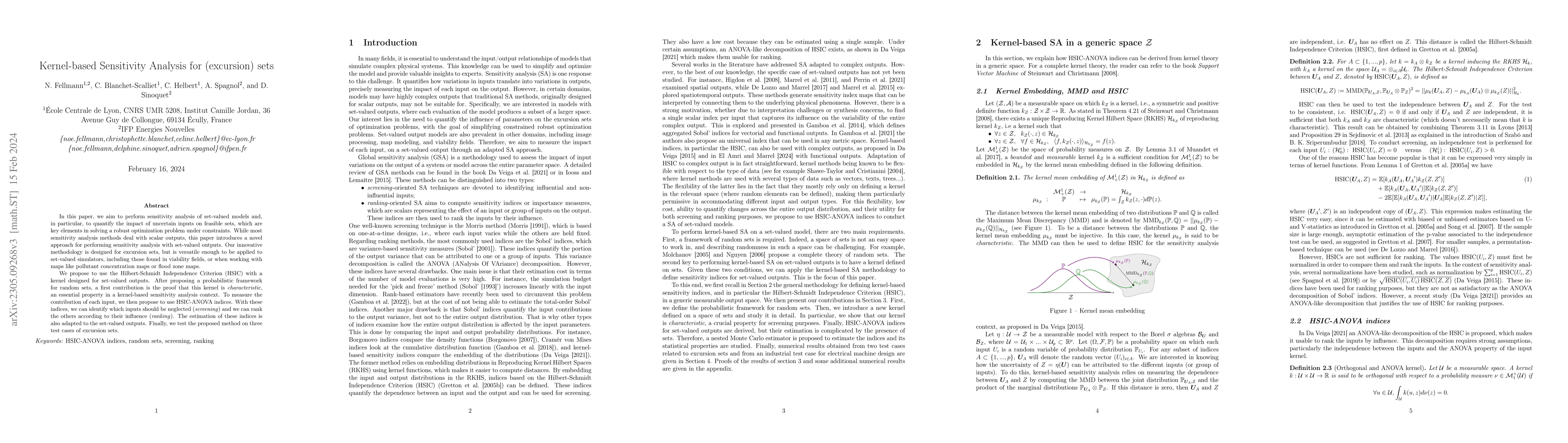 Thumbnail for Kernel-based sensitivity analysis for (excursion) sets