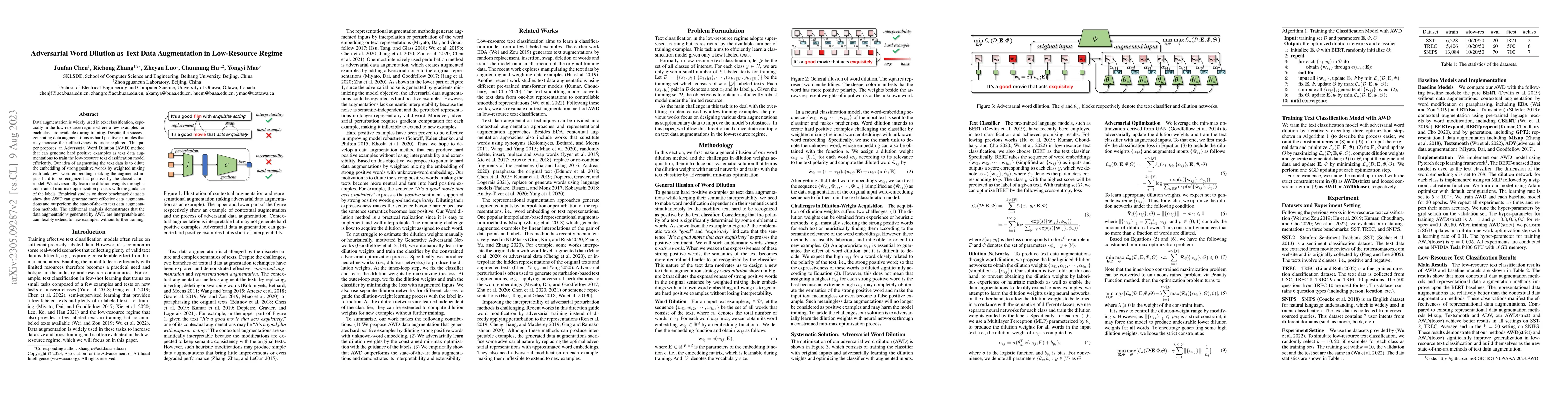 Thumbnail for Adversarial Word Dilution as Text Data Augmentation in Low-Resource
  Regime