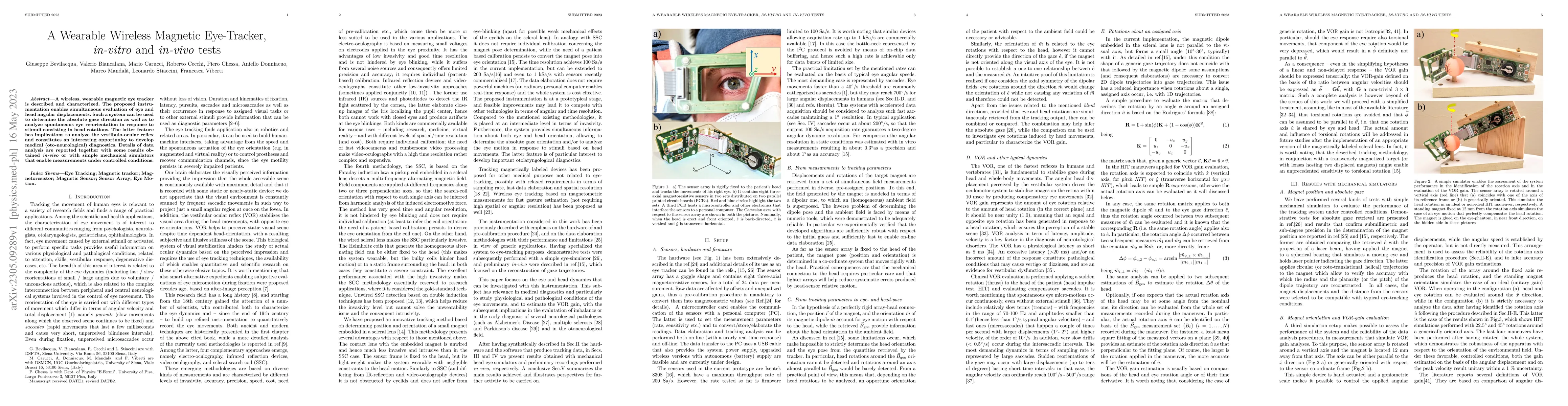 Thumbnail for A Wearable Wireless Magnetic Eye-Tracker, in-vitro and in-vivo Tests