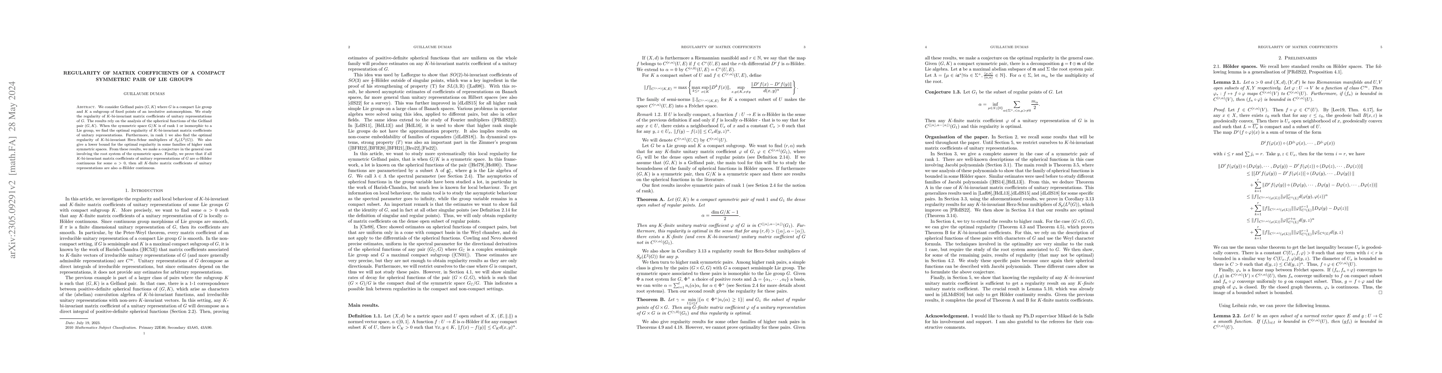 Thumbnail for Regularity of matrix coefficients of a compact symmetric pair of Lie
  groups