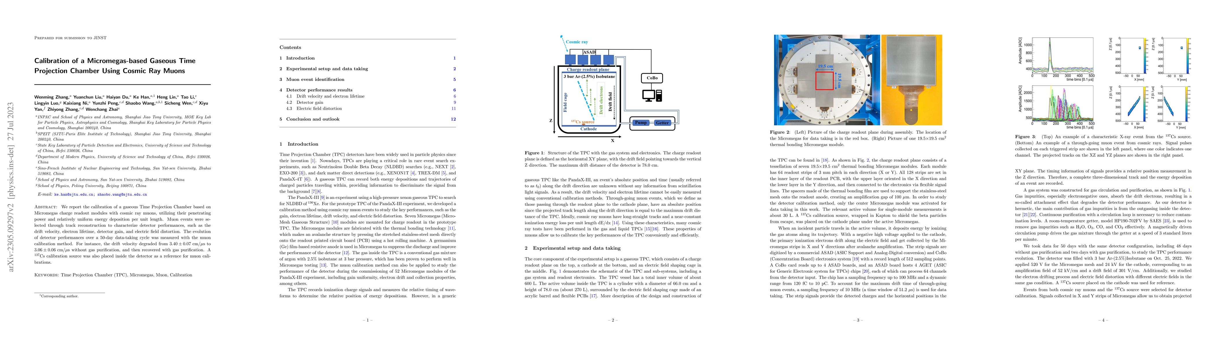 Thumbnail for Calibration of a Micromegas-based Gaseous Time Projection Chamber Using
  Cosmic Ray Muons