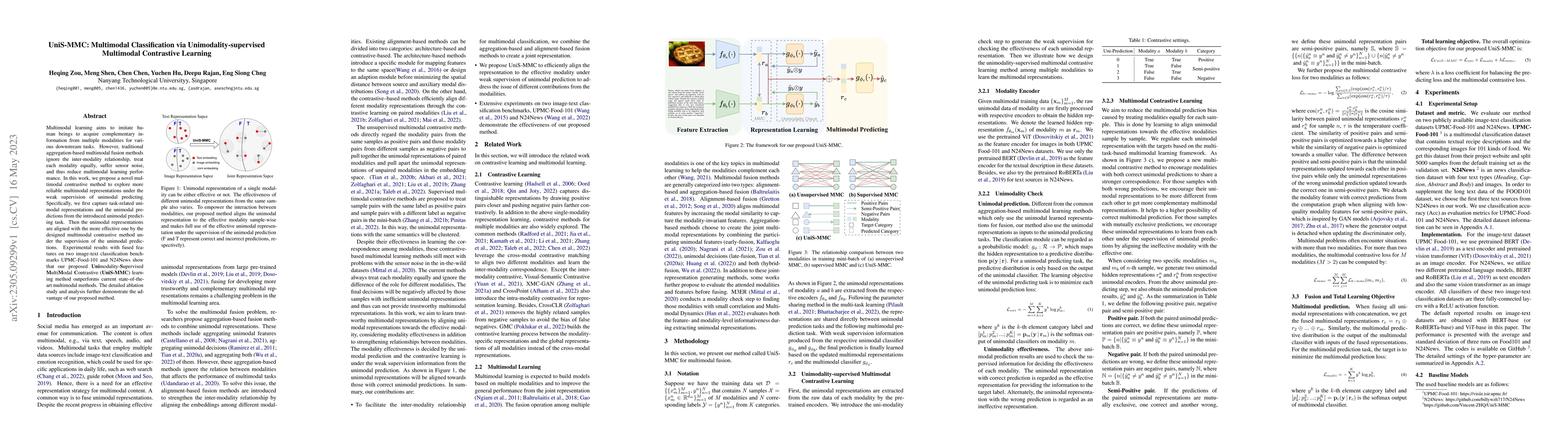 Thumbnail for UniS-MMC: Multimodal Classification via Unimodality-supervised
  Multimodal Contrastive Learning