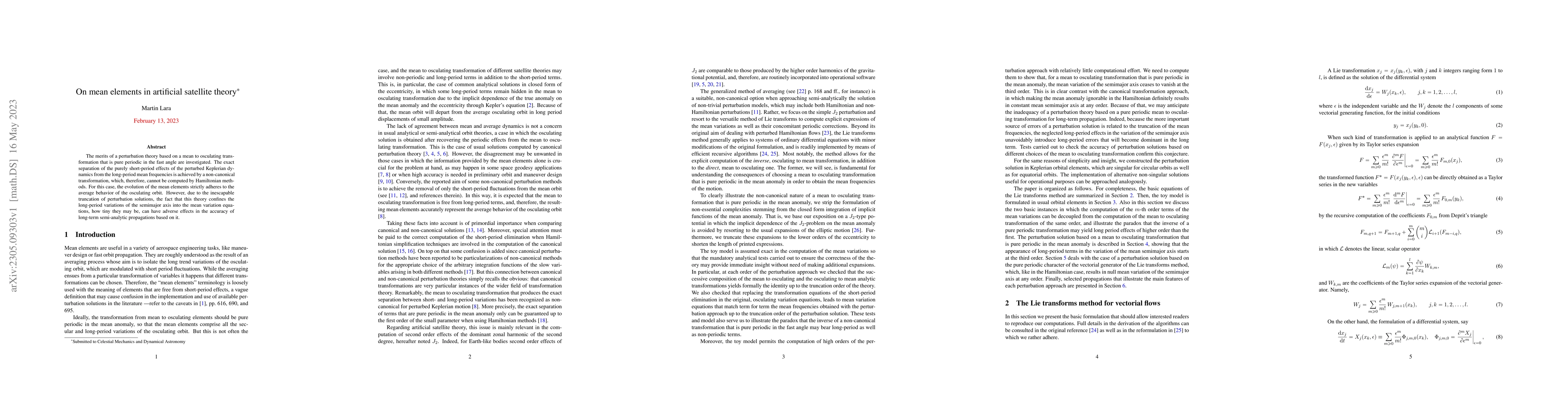 Thumbnail for On mean elements in artificial satellite theory