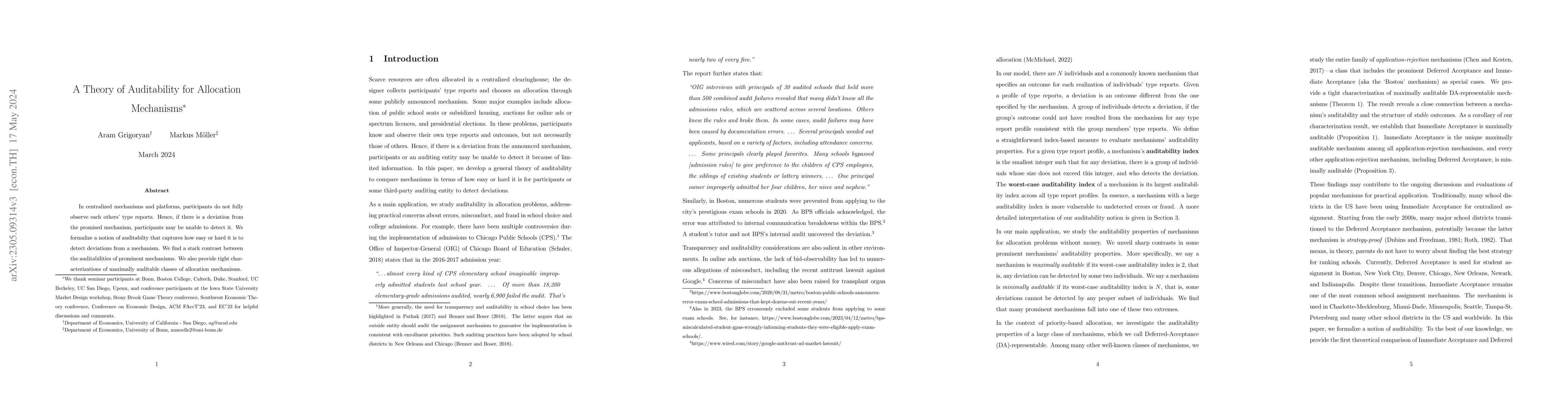 Thumbnail for A Theory of Auditability for Allocation Mechanisms