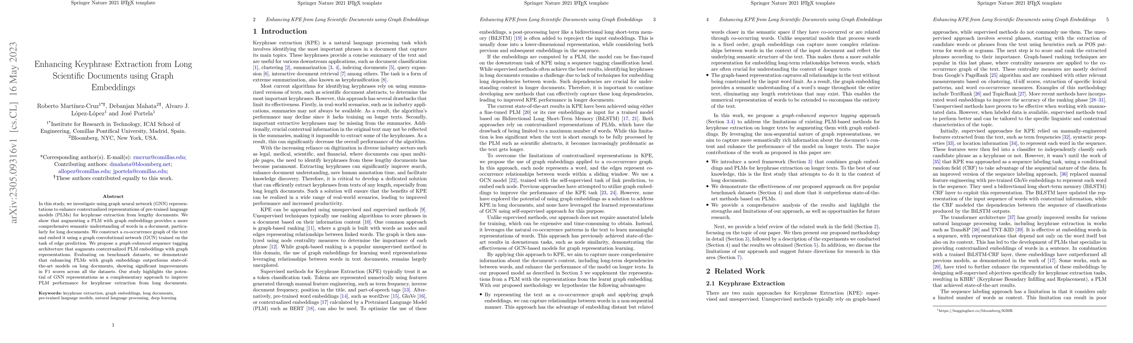 Thumbnail for Enhancing Keyphrase Extraction from Long Scientific Documents using
  Graph Embeddings