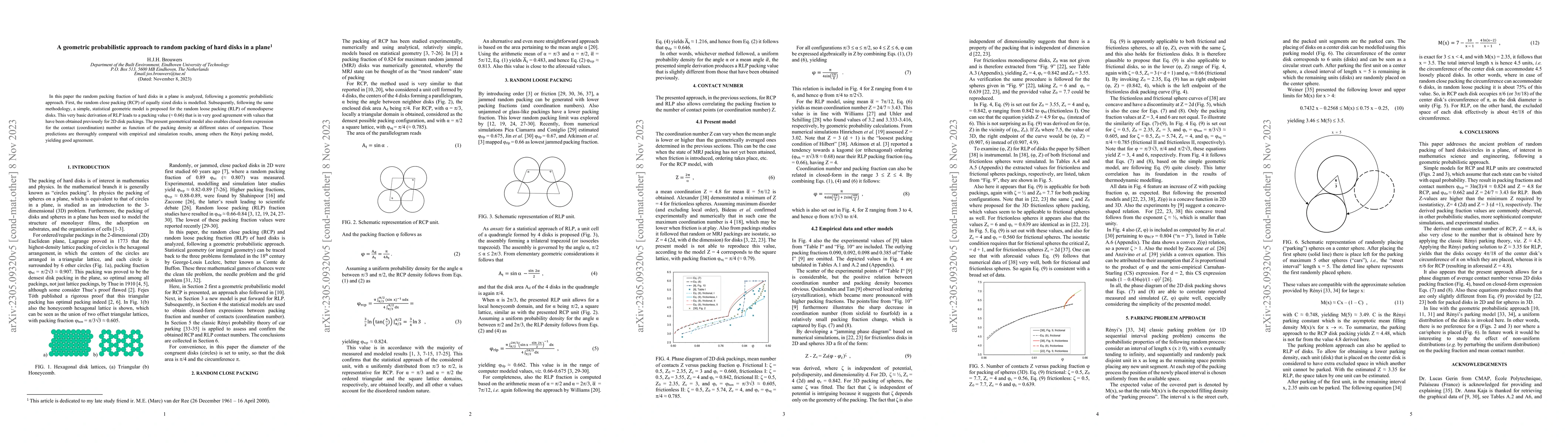 Thumbnail for A geometric probabilistic approach to random packing of hard disks in a
  plane