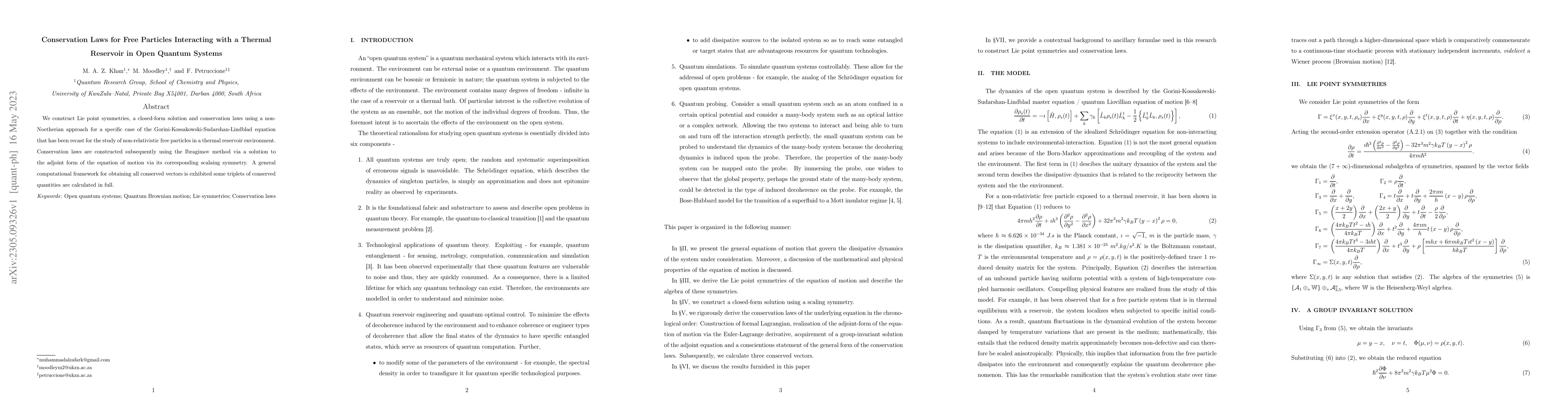 Thumbnail for Conservation Laws for a Thermal Reservoir Model in Open Quantum Systems