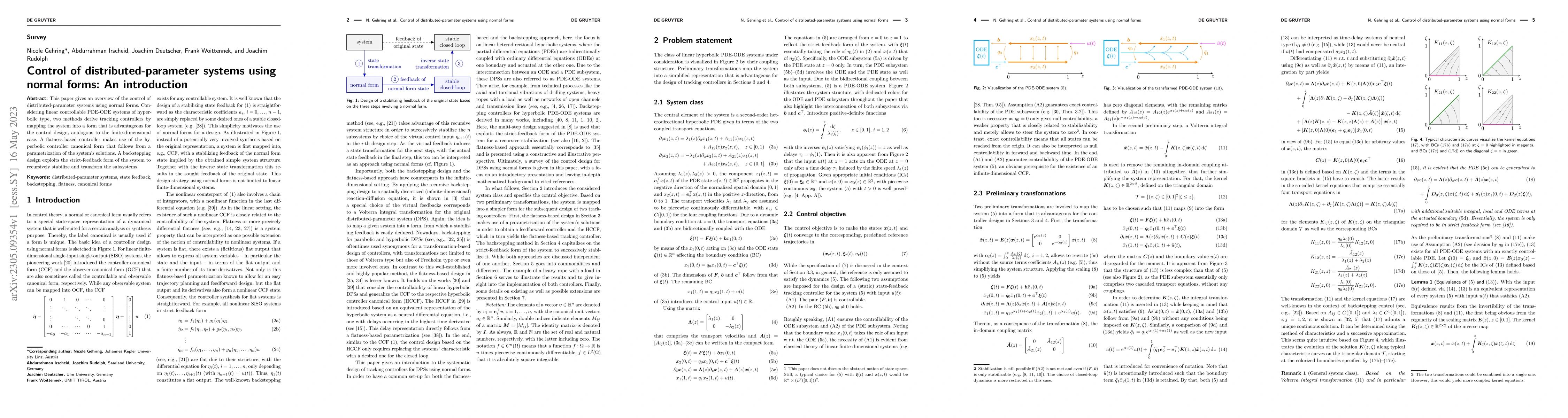Thumbnail for Control of distributed-parameter systems using normal forms: An
  introduction