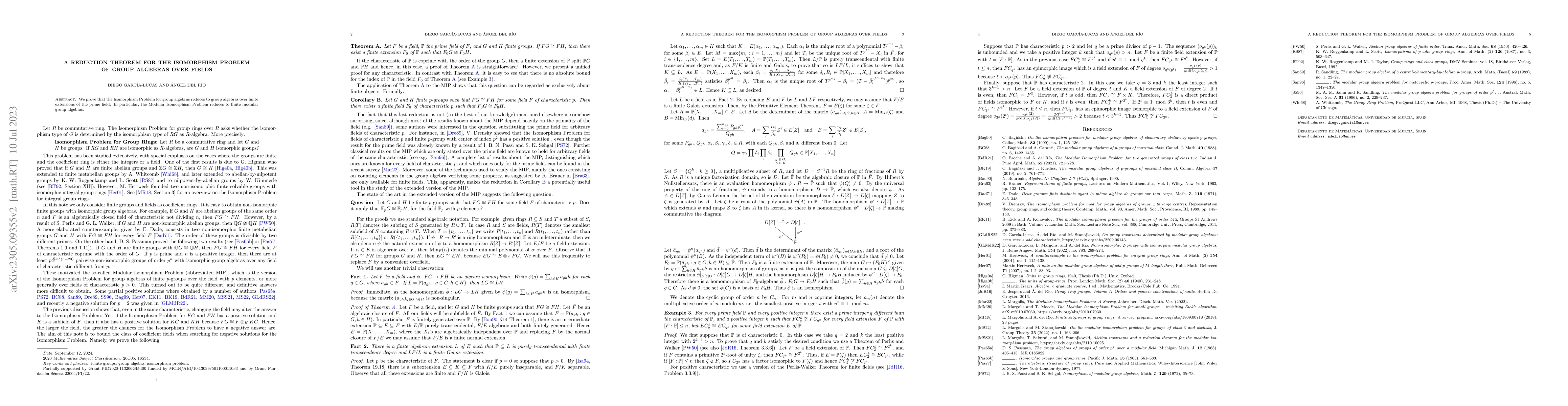 Thumbnail for A reduction theorem for the isomorphism problem of group algebras over
  fields