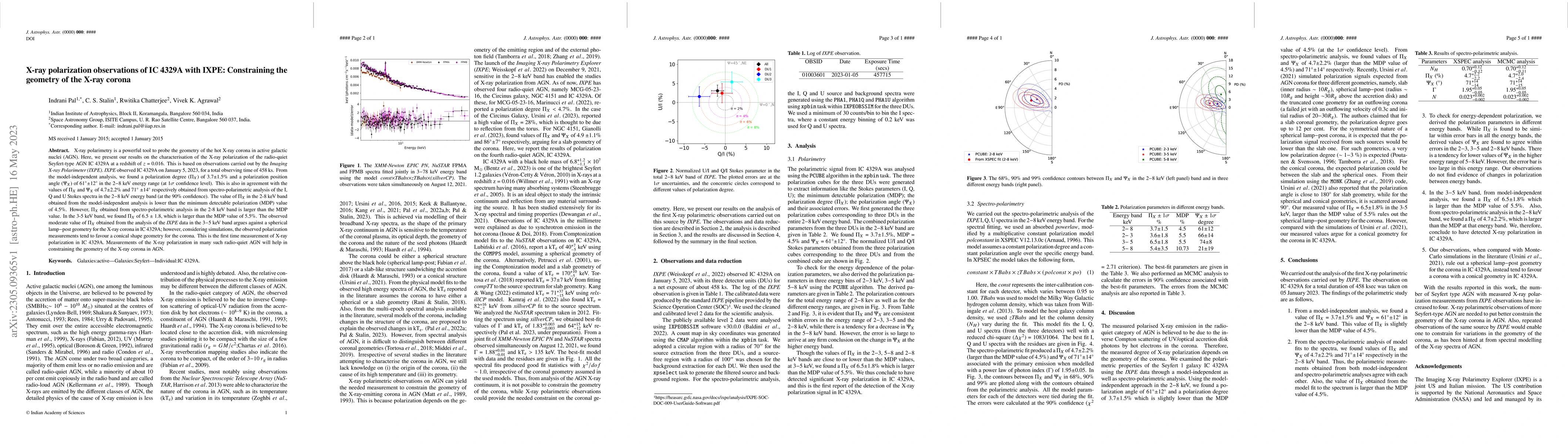Thumbnail for X-ray polarization observations of IC 4329A with IXPE: Constraining the
  geometry of the X-ray corona