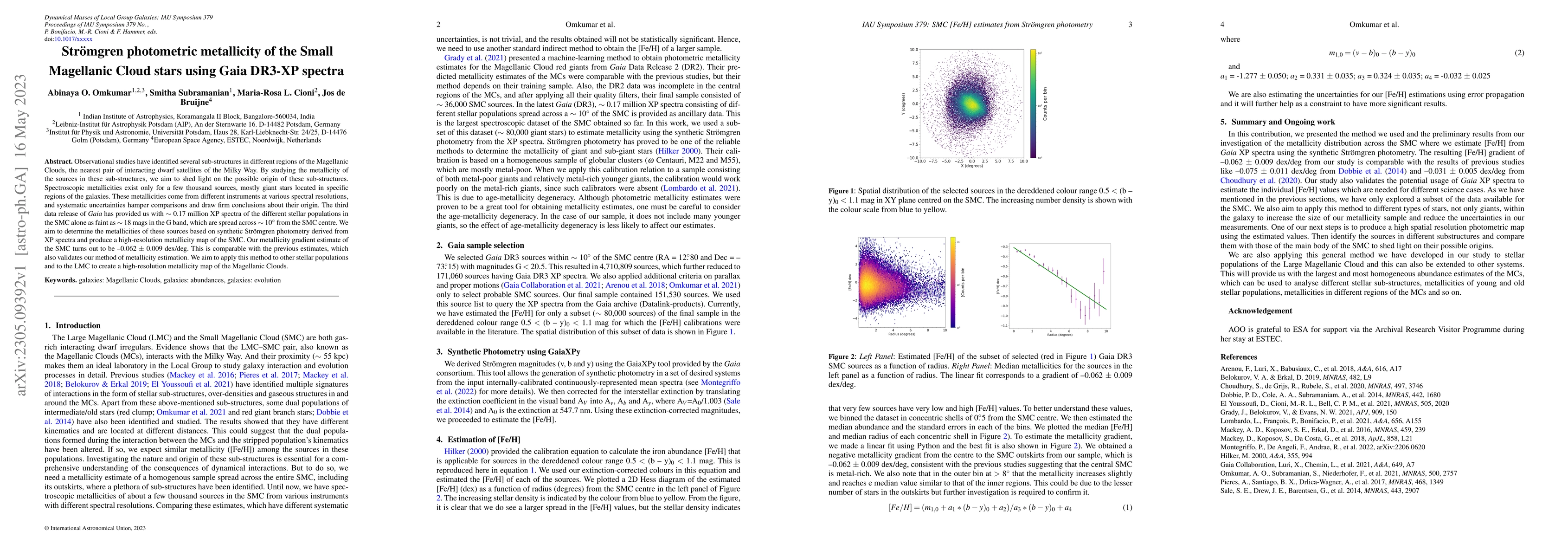 Thumbnail for Str\"{o}mgren photometric metallicity of the Small Magellanic Cloud
  stars using Gaia DR3-XP spectra