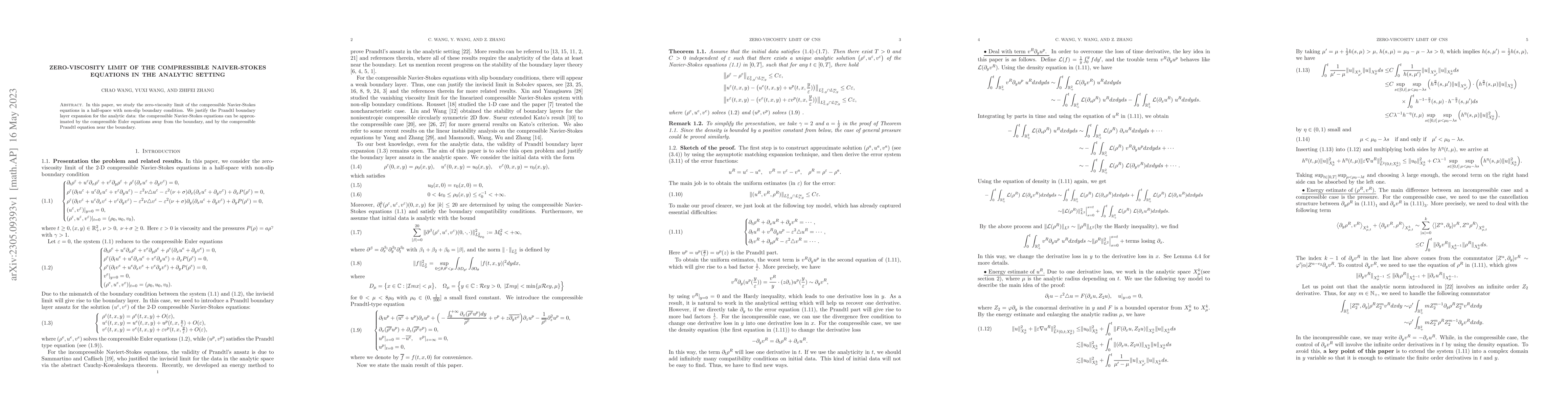 Thumbnail for Zero-viscosity limit of the compressible Naiver-Stokes equations in the
  analytic setting