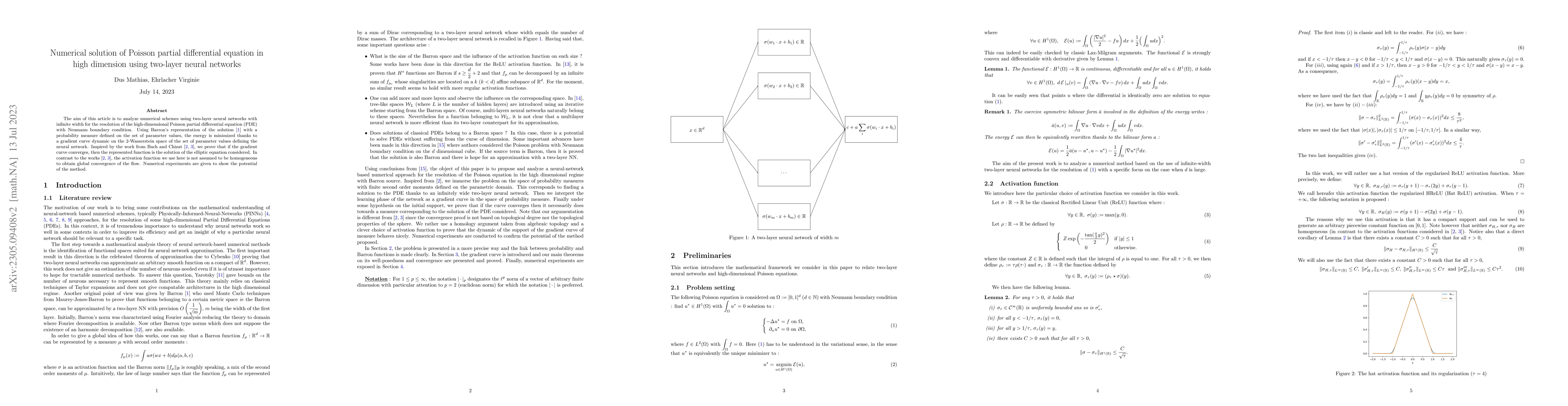 Thumbnail for Numerical solution of Poisson partial differential equations in high
  dimension using two-layer neural networks