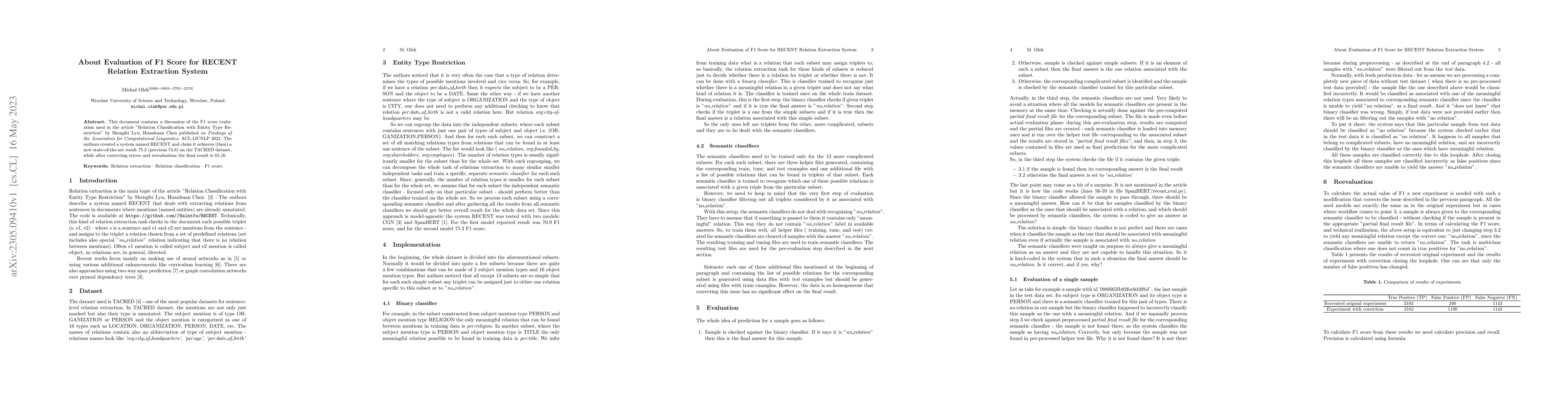 Thumbnail for About Evaluation of F1 Score for RECENT Relation Extraction System