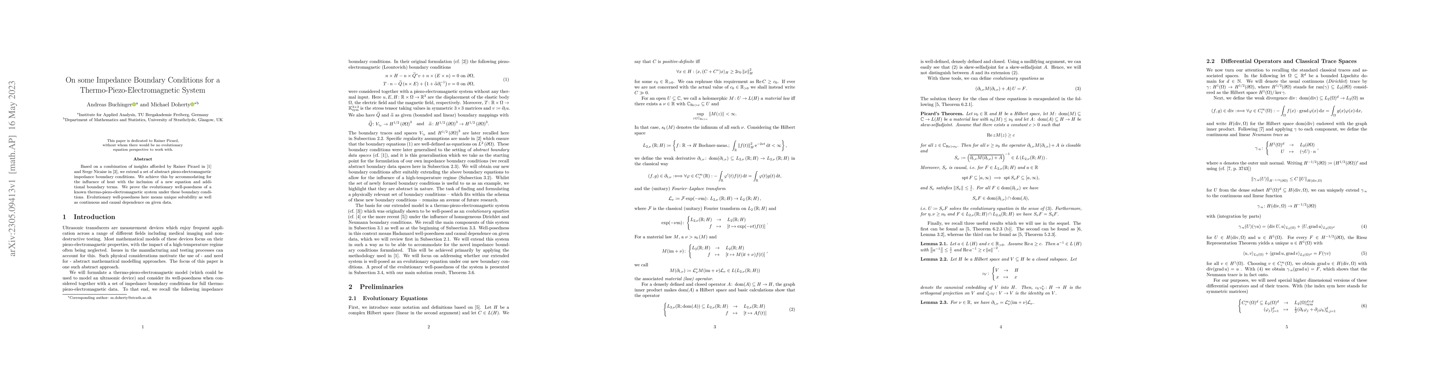 Thumbnail for On some Impedance Boundary Conditions for a Thermo-Piezo-Electromagnetic
  System