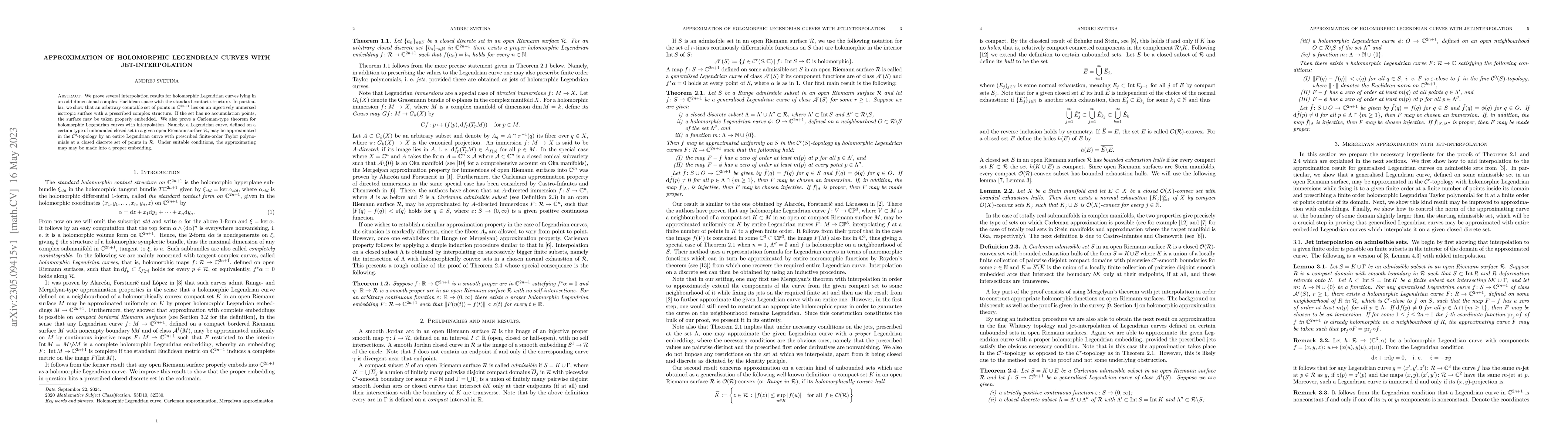 Thumbnail for Approximation of holomorphic Legendrian curves with jet-interpolation
