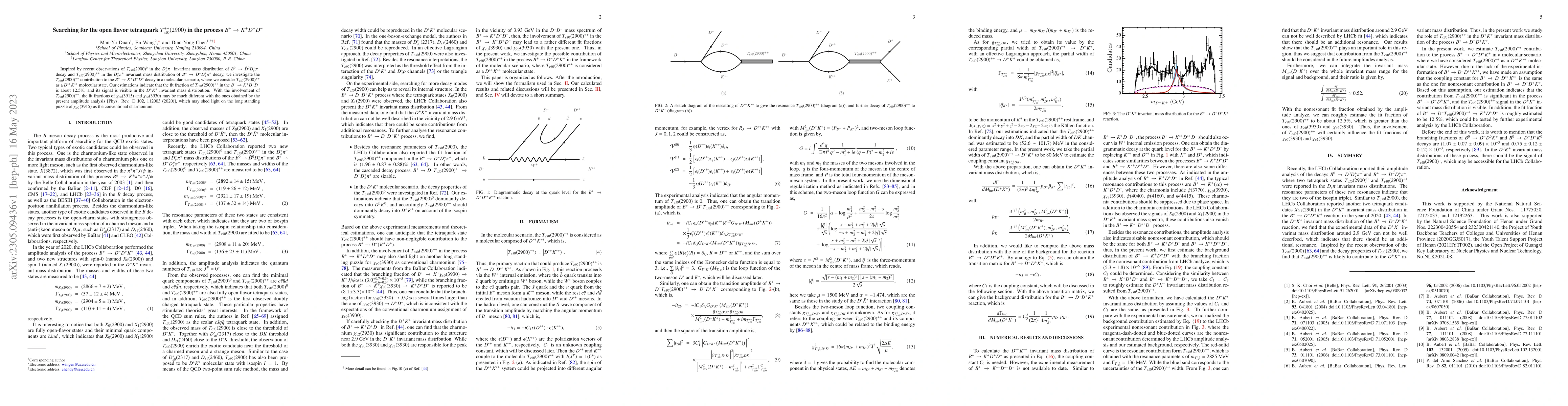 Thumbnail for Searching for the open flavor tetraquark $T^{++}_{c\bar{s}0}(2900)$ in
  the process $B^+\to K^+ D^+ D^-$