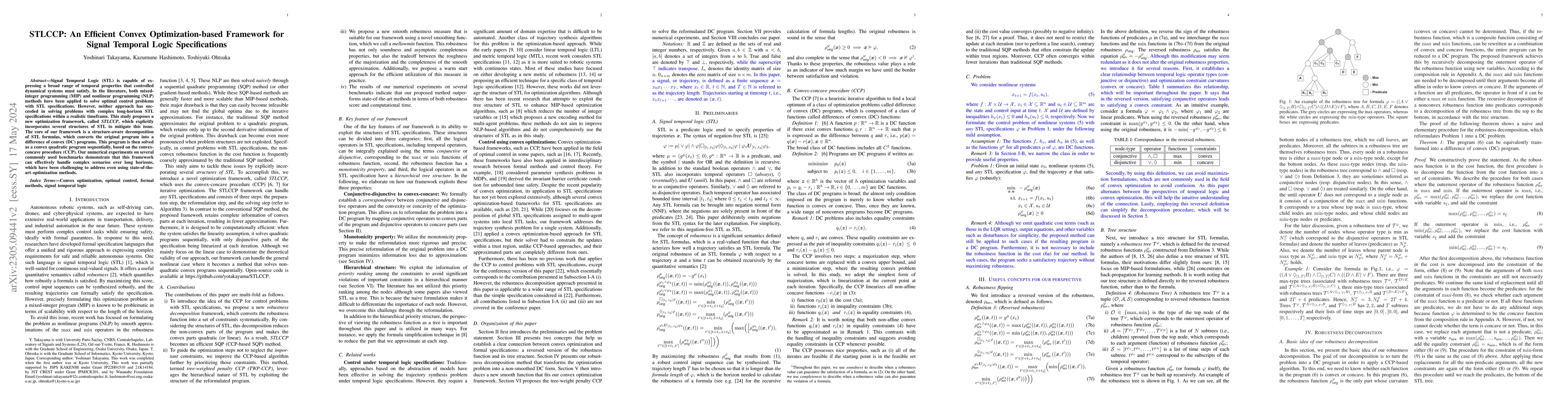 Thumbnail for STLCCP: An Efficient Convex Optimization-based Framework for Signal
  Temporal Logic Specifications