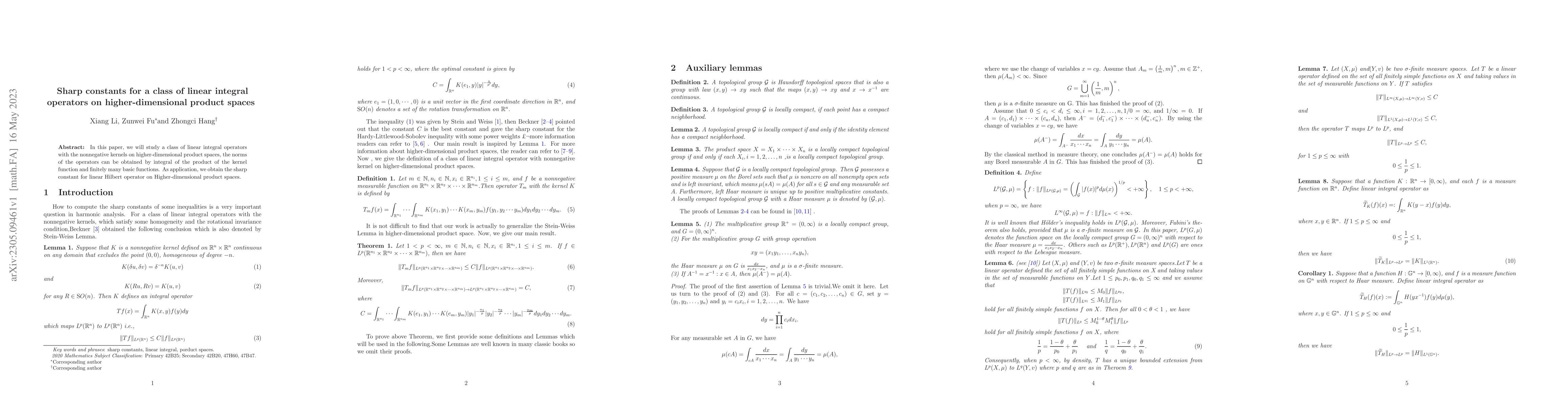 Thumbnail for Sharp constants for a class of linear integral operators on
  higher-dimensional product spaces