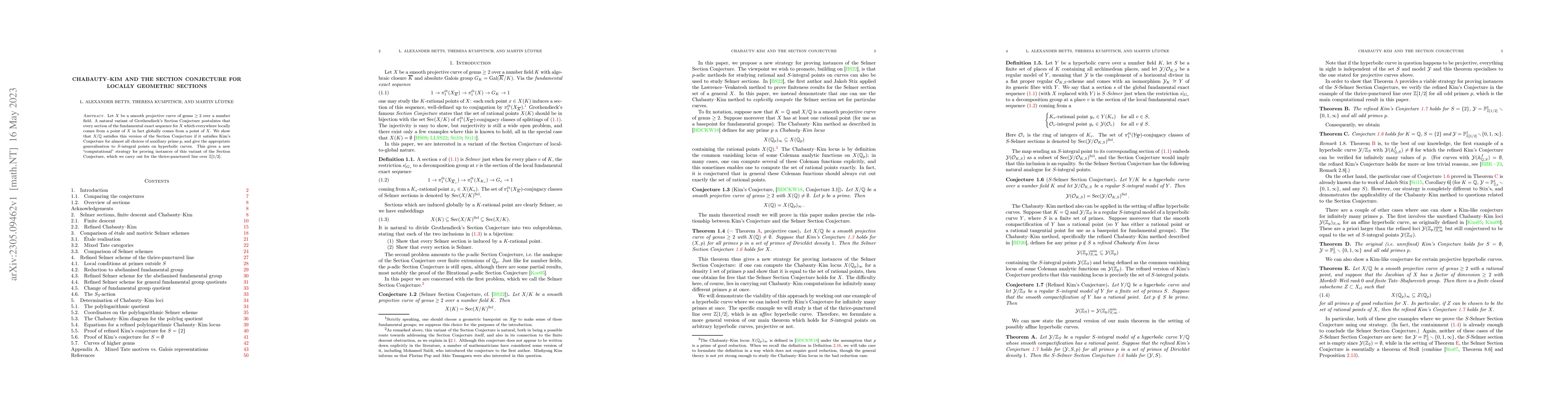 Thumbnail for Chabauty--Kim and the Section Conjecture for locally geometric sections