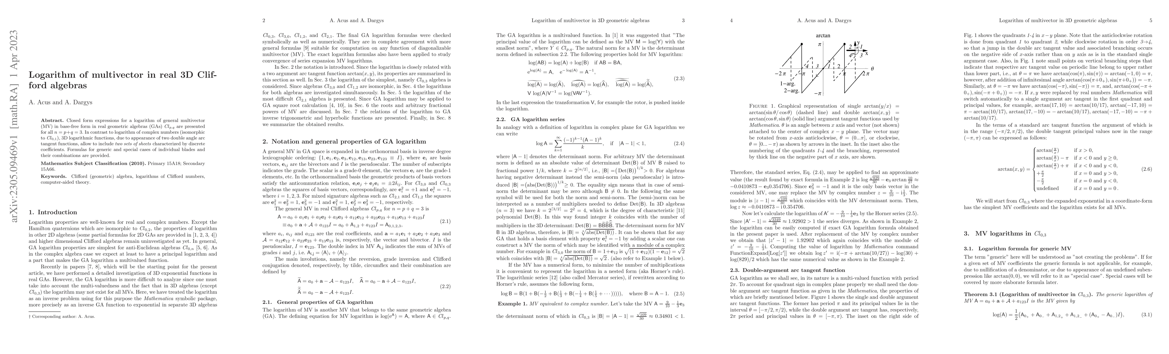 Thumbnail for Logarithm of multivector in real 3D Clifford algebras