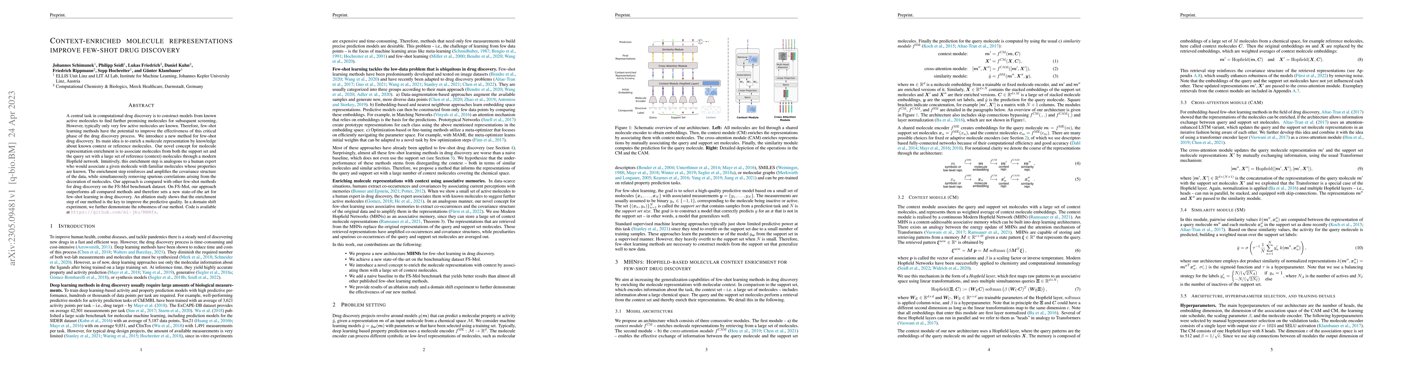 Thumbnail for Context-enriched molecule representations improve few-shot drug
  discovery