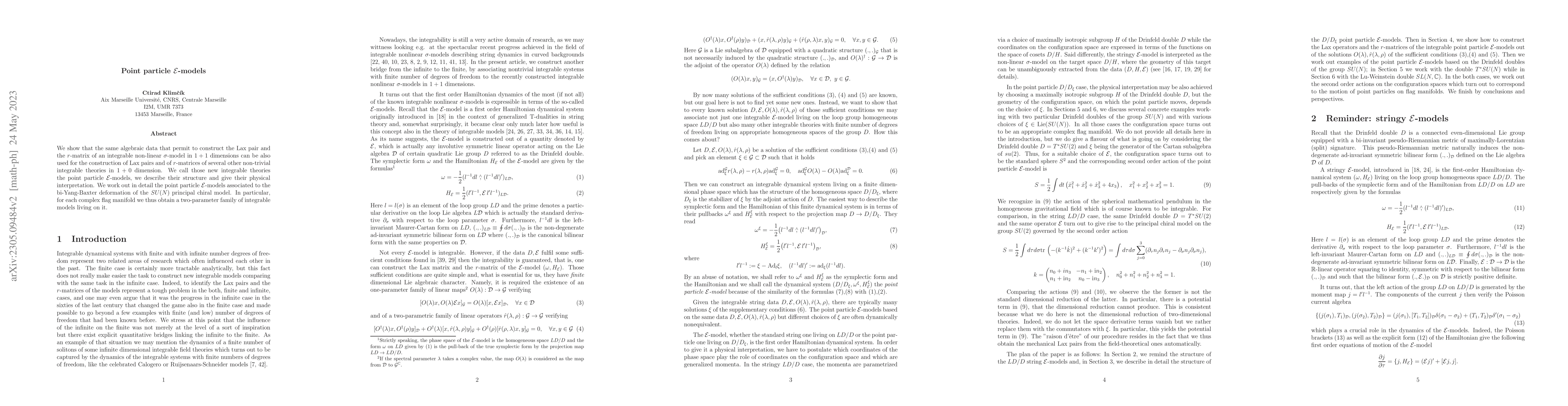 Thumbnail for Point particle E-models