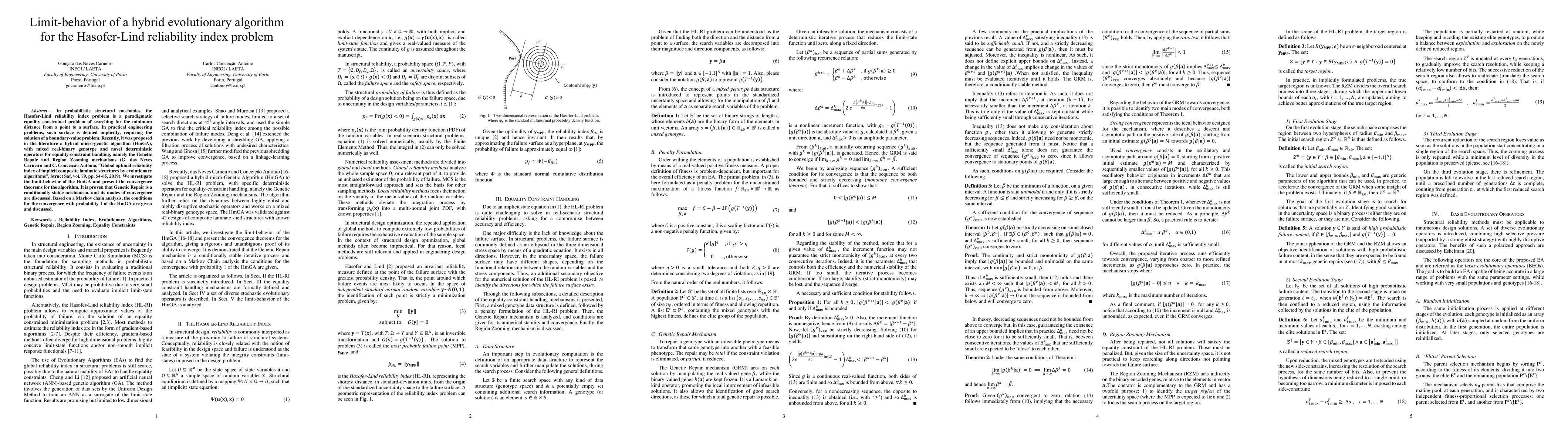 Thumbnail for Limit-behavior of a hybrid evolutionary algorithm for the Hasofer-Lind
  reliability index problem