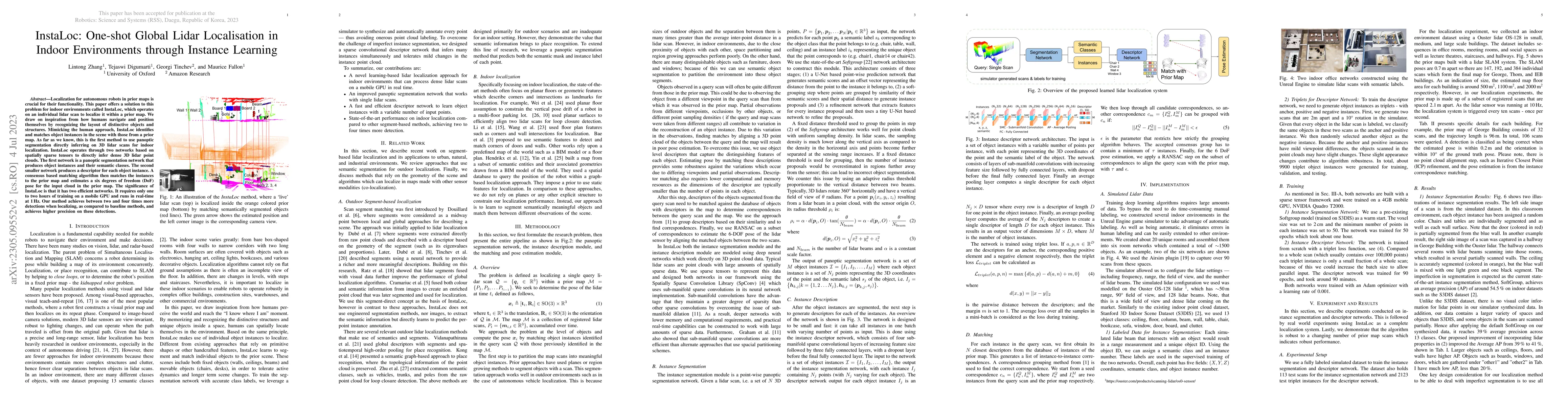 Thumbnail for InstaLoc: One-shot Global Lidar Localisation in Indoor Environments
  through Instance Learning