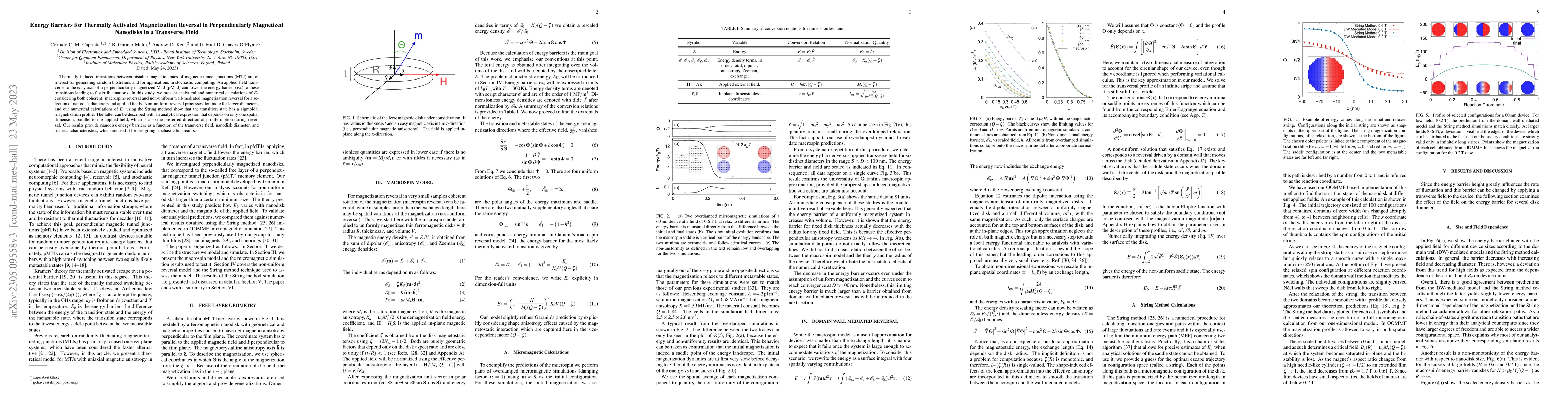 Thumbnail for Energy Barriers for Thermally Activated Magnetization Reversal in
  Perpendicularly Magnetized Nanodisks in a Transverse Field