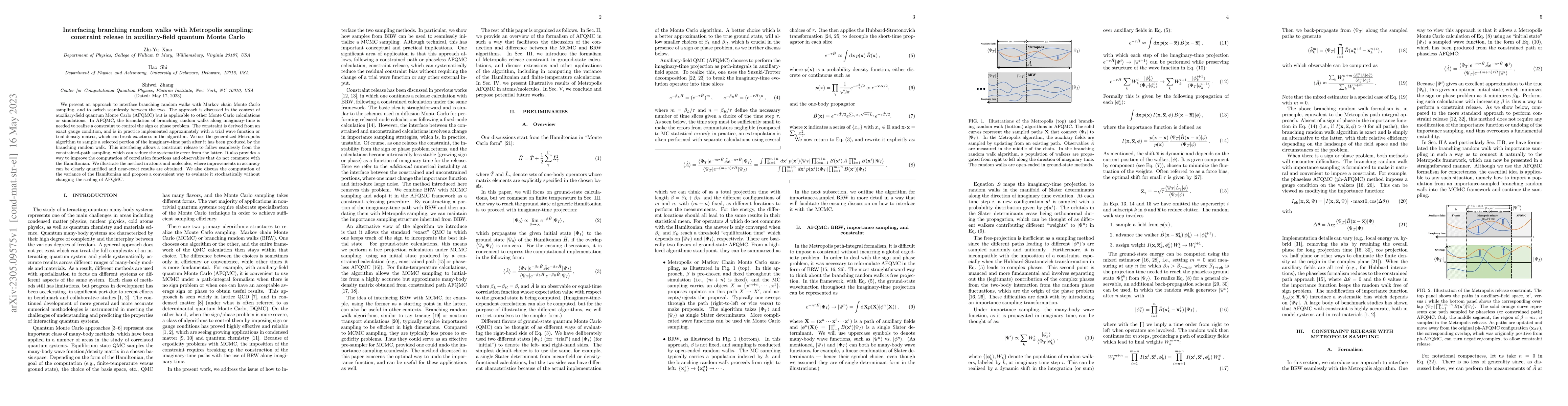 Thumbnail for Interfacing branching random walks with Metropolis sampling: constraint
  release in auxiliary-field quantum Monte Carlo