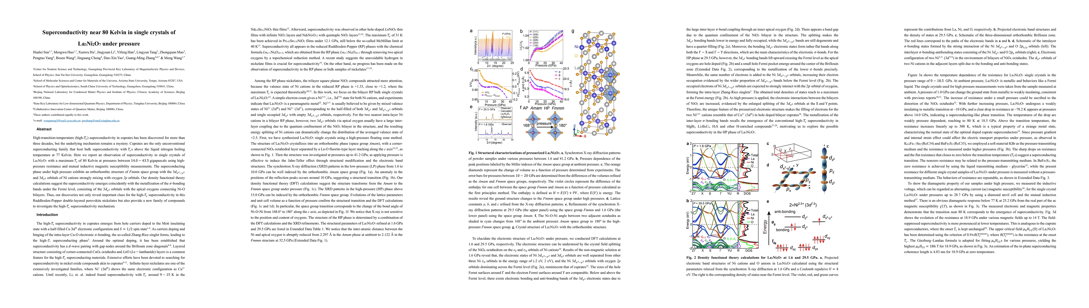 Thumbnail for Superconductivity near 80 Kelvin in single crystals of La3Ni2O7 under
  pressure