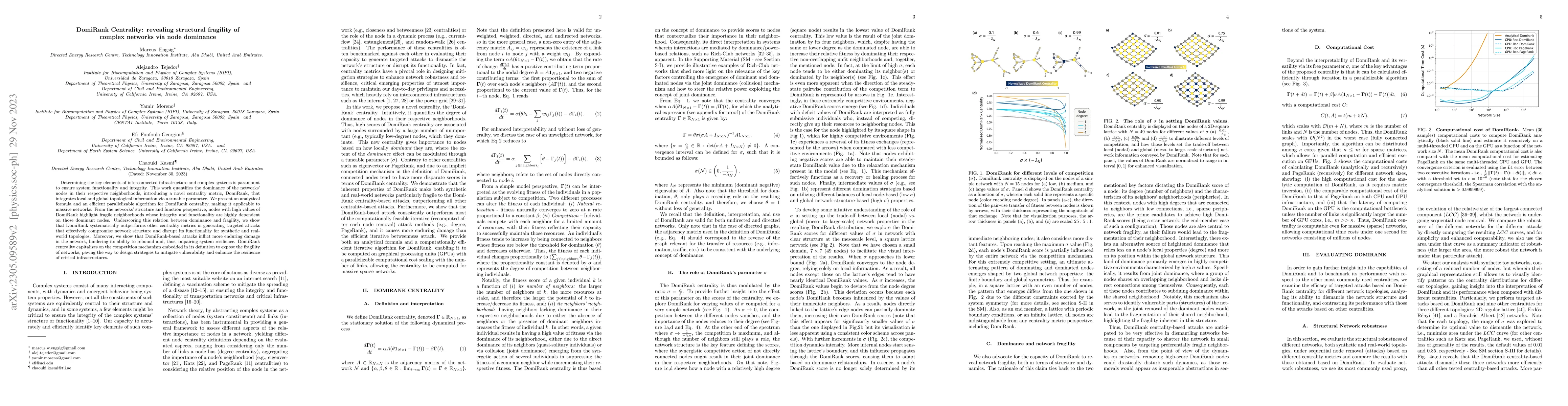 Thumbnail for DomiRank Centrality: revealing structural fragility of complex networks
  via node dominance