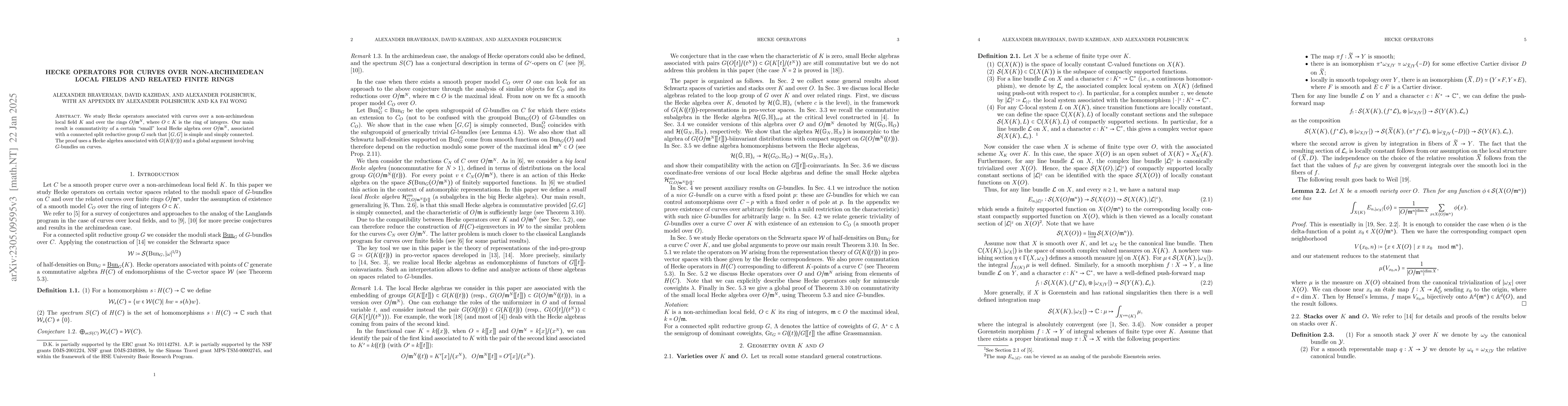 Thumbnail for Hecke operators for curves over non-archimedean local fields and related
  finite rings