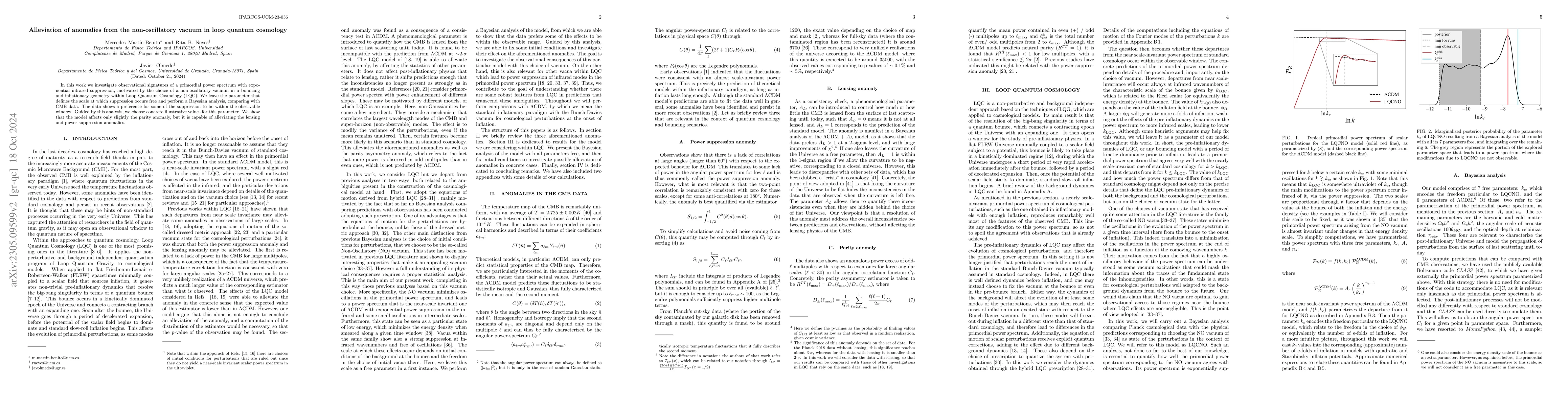 Thumbnail for Alleviation of anomalies from the non-oscillatory vacuum in loop quantum
  cosmology