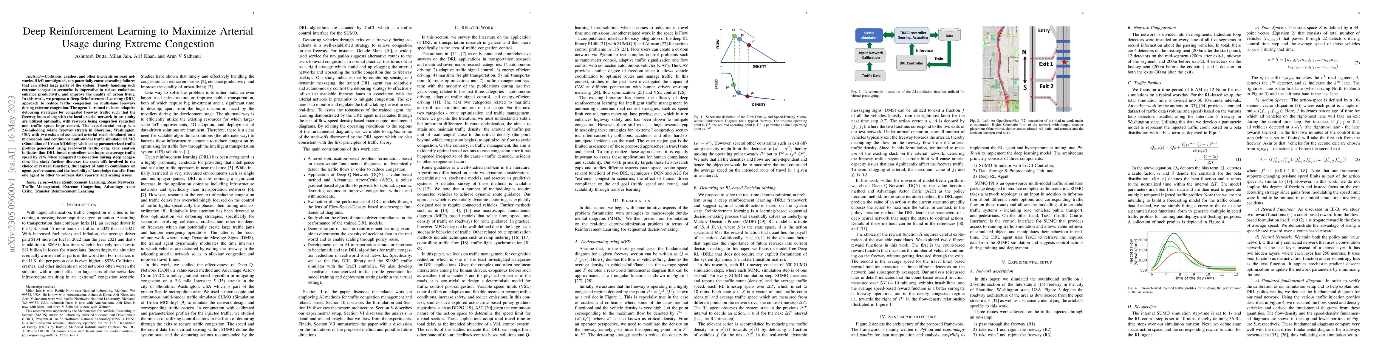 Thumbnail for Deep Reinforcement Learning to Maximize Arterial Usage during Extreme
  Congestion