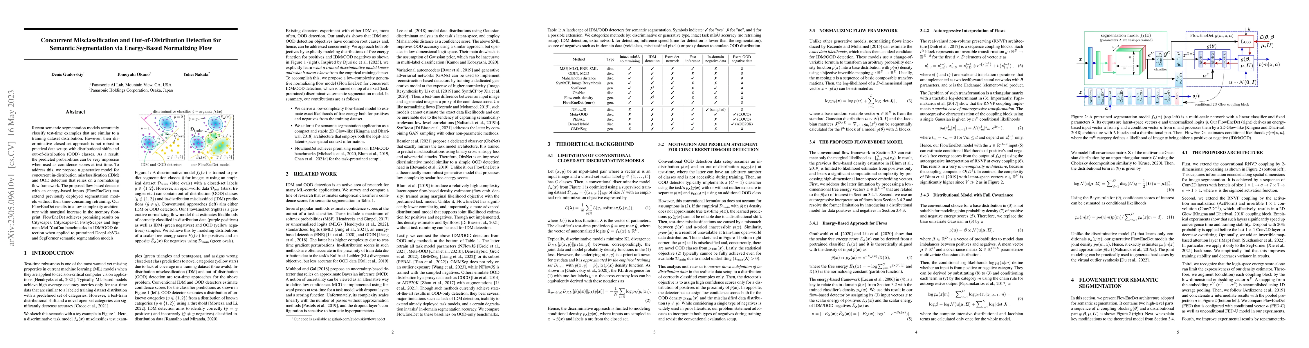 Thumbnail for Concurrent Misclassification and Out-of-Distribution Detection for
  Semantic Segmentation via Energy-Based Normalizing Flow