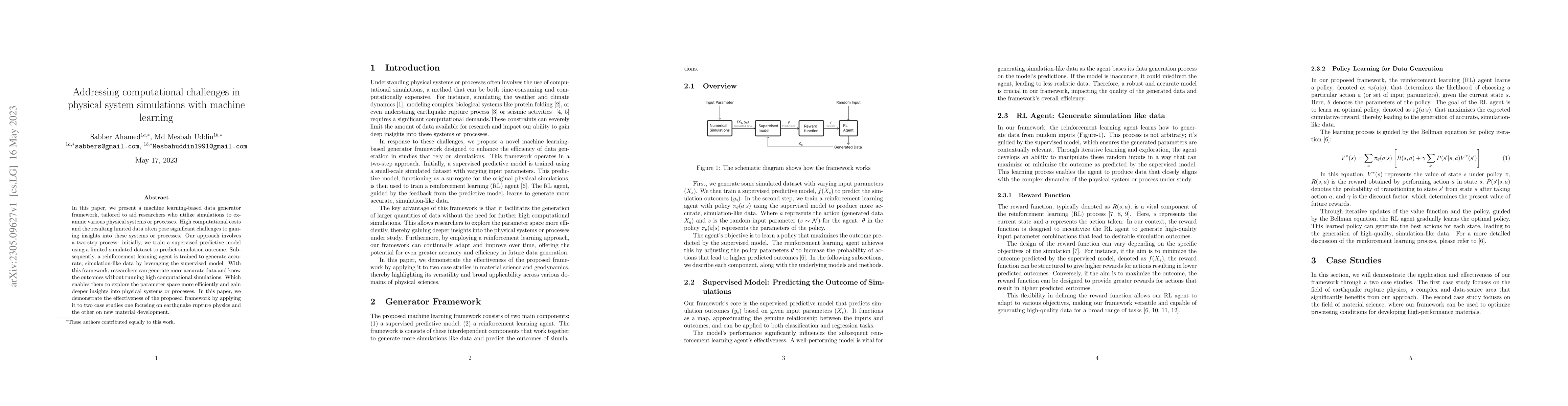 Thumbnail for Addressing computational challenges in physical system simulations with
  machine learning