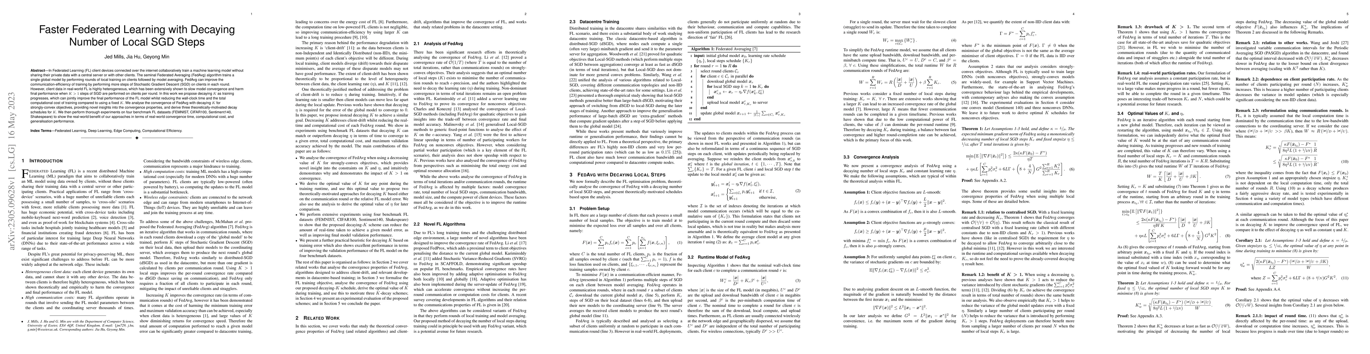 Thumbnail for Faster Federated Learning with Decaying Number of Local SGD Steps