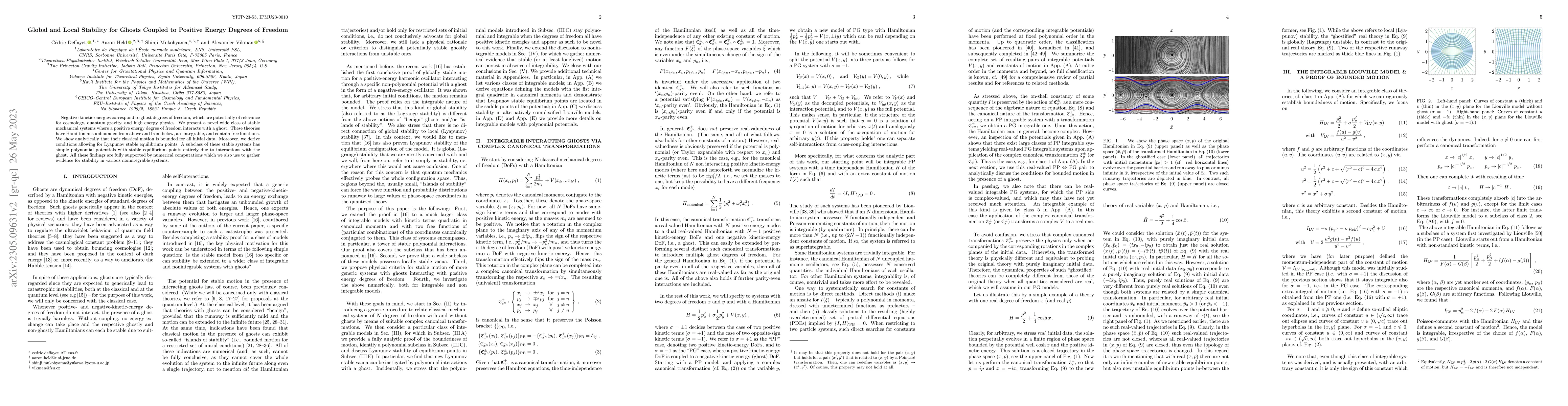 Thumbnail for Global and Local Stability for Ghosts Coupled to Positive Energy Degrees
  of Freedom