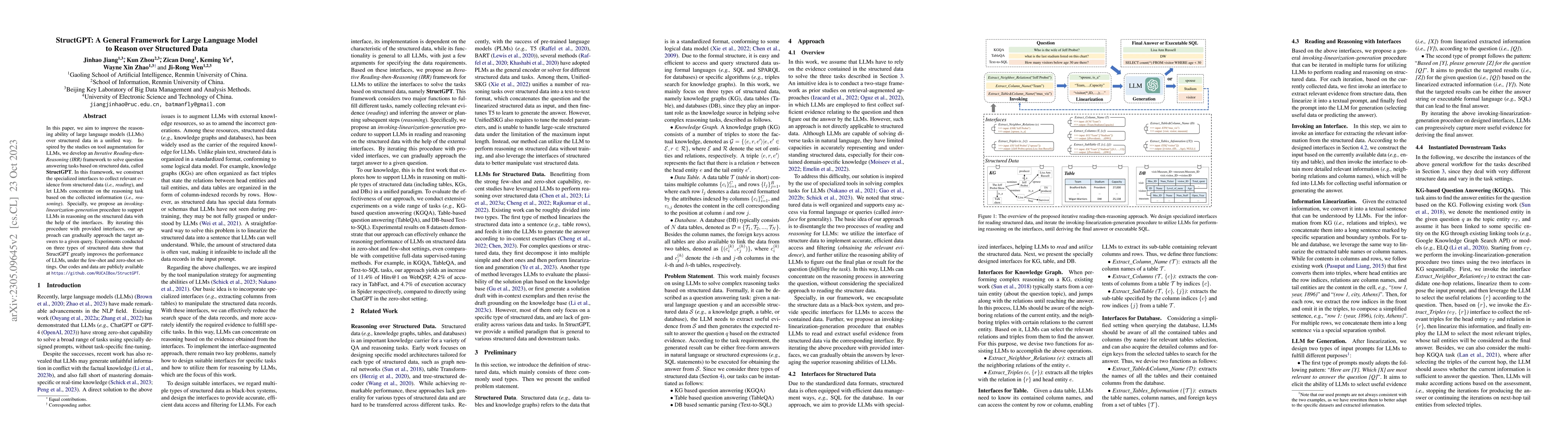 Thumbnail for StructGPT: A General Framework for Large Language Model to Reason over
  Structured Data